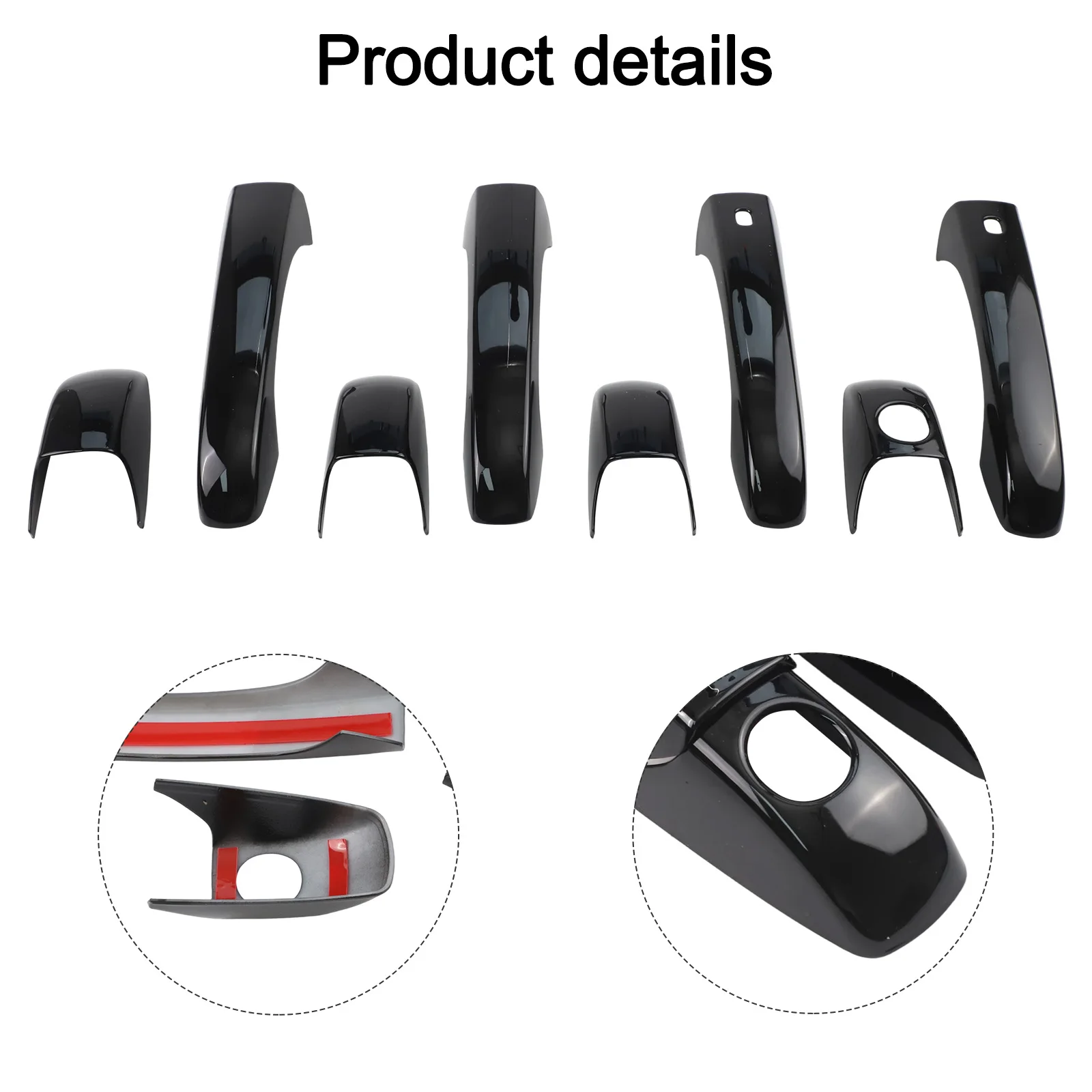4PCS Bright Black Car Exterior Door Handles Gloves Car Side Door Handle Decoration Outer Outside For Chrysler For 300, For 300C,
