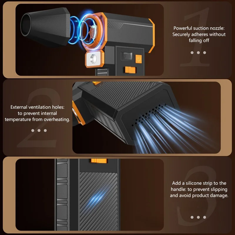 جديد عنيف الكهربائية توربو منفاخ نفاث قوية يده منفاخ الهواء مع إضاءة LED فرش السيارات USB قابلة للشحن منفاخ