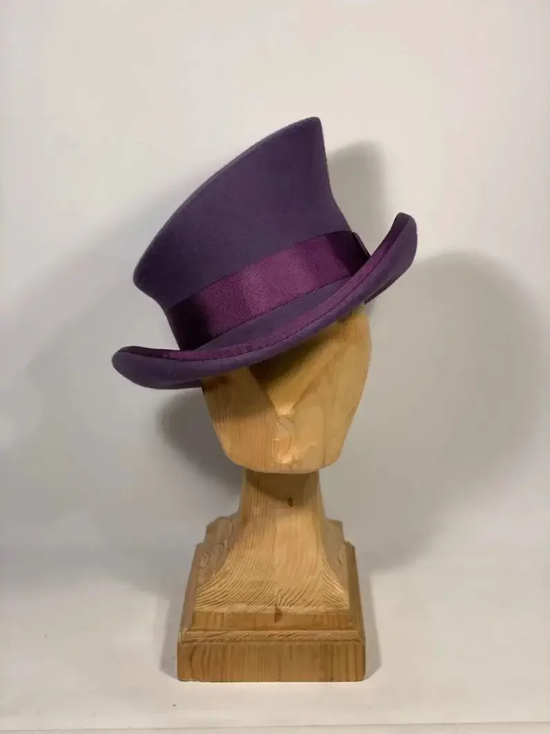Men's and Women's Fashion Wool Small Top Hat Outdoor Sunblock Shade Jazz Hat Riding Tour Vintage Top Hat Cowboy Wind Caps