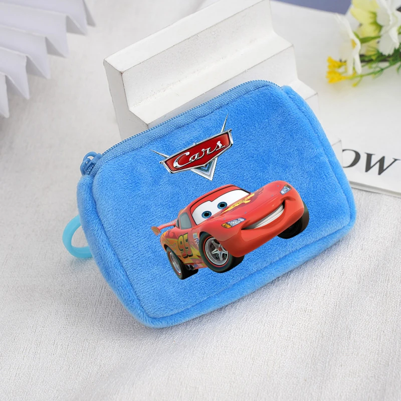 Cars Square Plush Coin Purse Lightning Mcqueen Printed Wallet Boys Girls Portable Mini Storage Bag Backpack Pendant Decoration