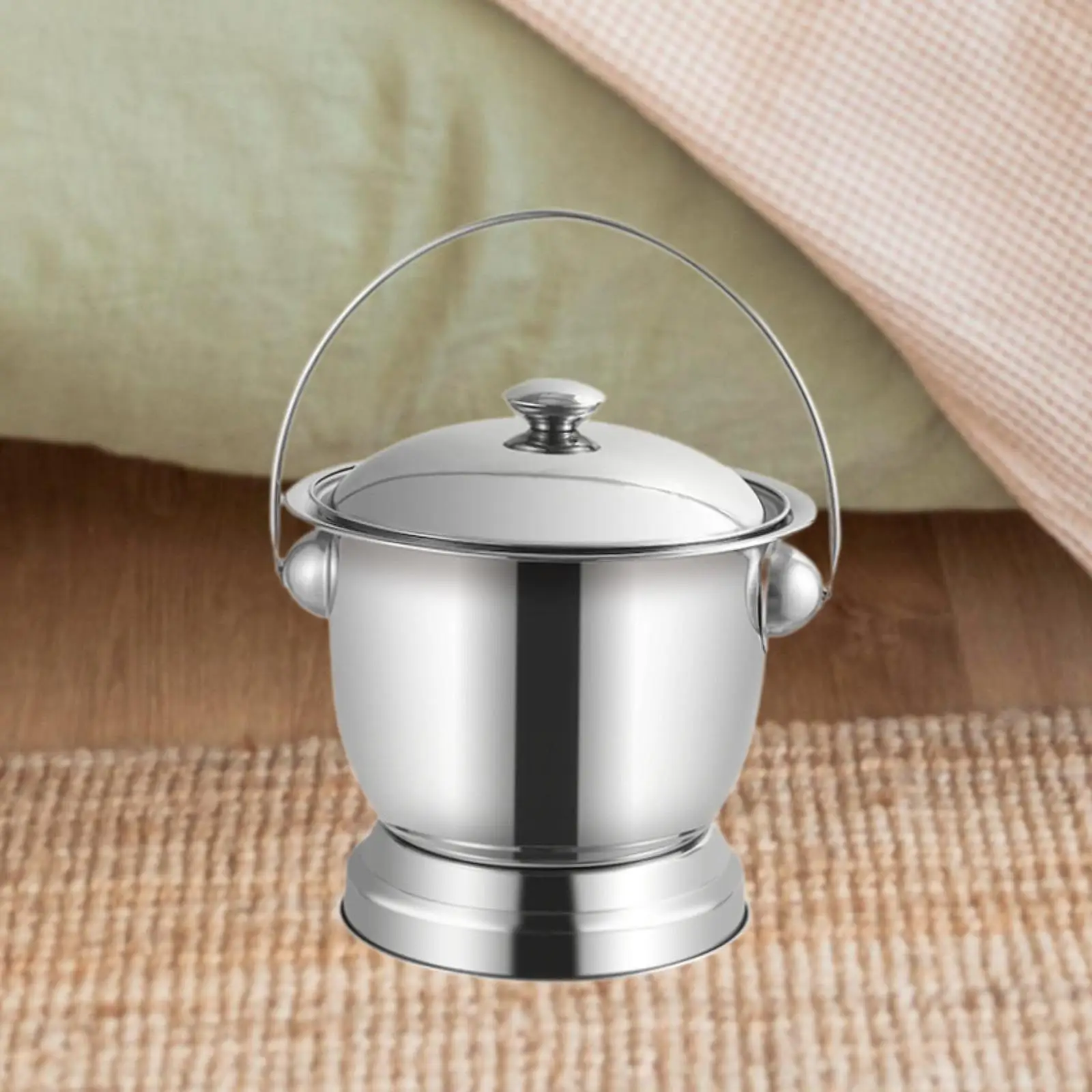 

Stainless Steel Spittoon with Lid Urine Pot Bedpan Chamber Bucket Chamber Pot