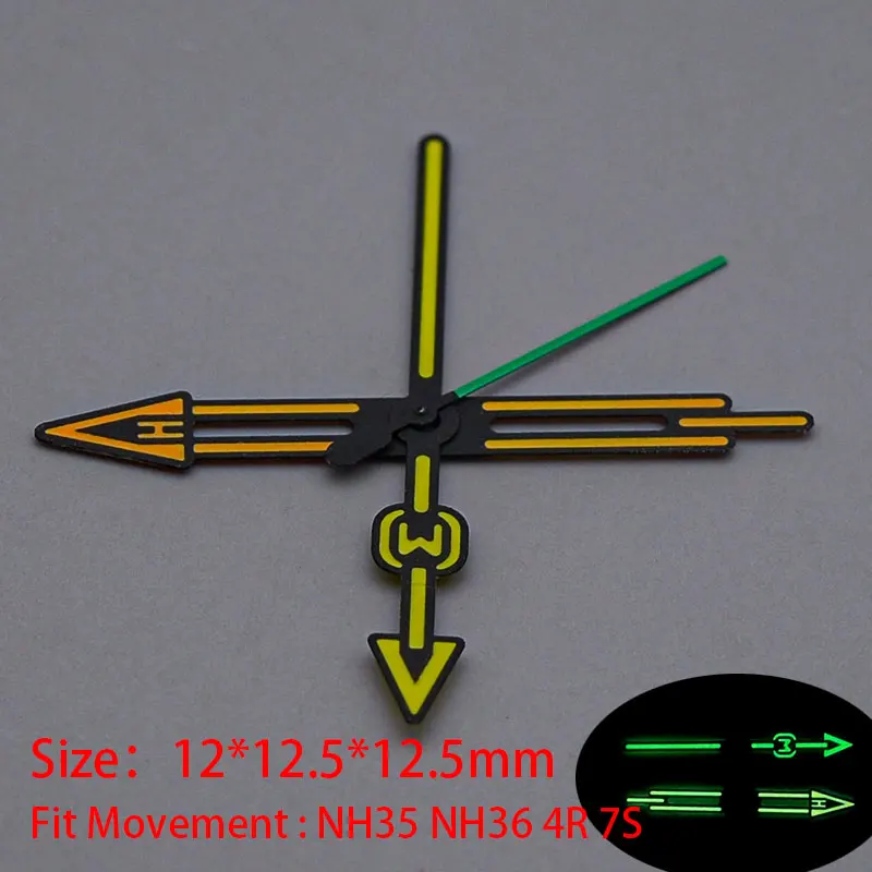 NH35 Hands Color Watch Hands Pointer for NH36 NH35 4R 7s Automatic Movement Green Super Luminous  Watch Replace Part