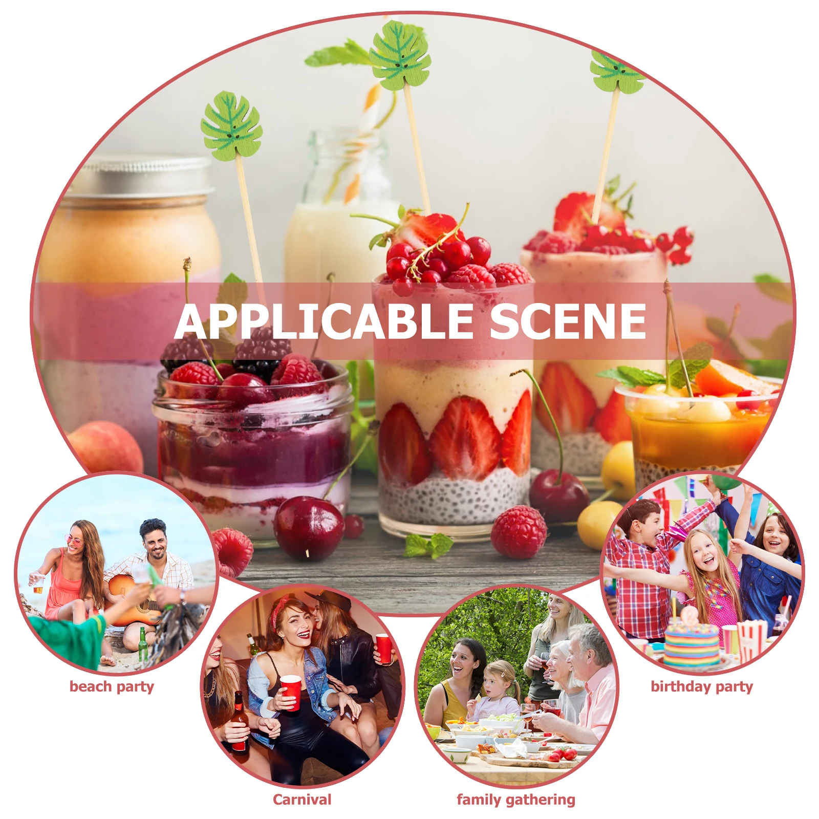 

100 шт., бамбуковые палочки в форме листа, одноразовые палочки для коктейлей, вечерние фруктовые десертные шампуры, палочки в форме листа, принадлежности для коктейлей