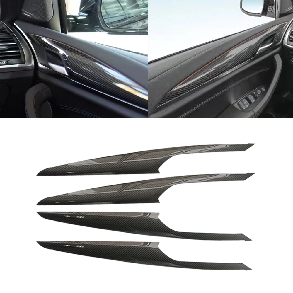 4pcs Carbon Fiber Interior Accessories Inner Door Handle Panel Decoration Cover Trim For BMW X3 G01 2023up