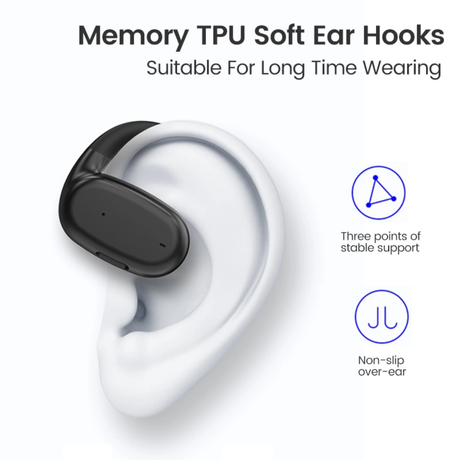 YJ76 Bluetooth Earphone Wireless Single Ear Hanging Ear Type Non In Ear Business Sports  Games Comfortable Sports