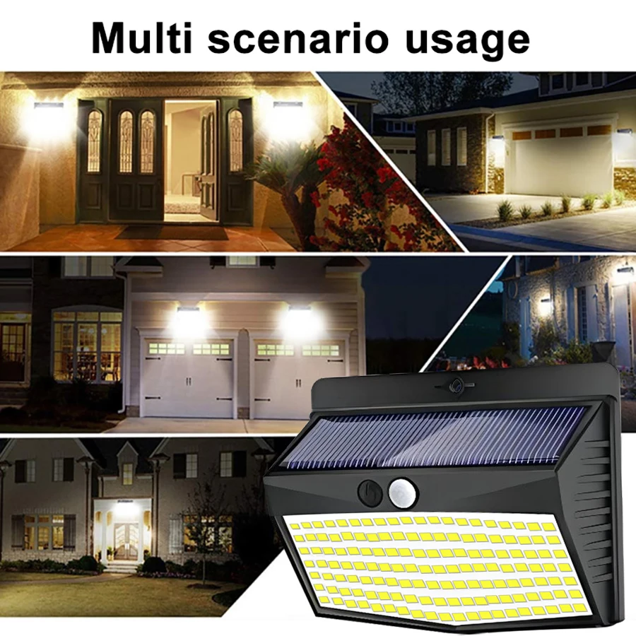 Luces solares de movimiento para exteriores, 468/176LED, 3 modos, luces solares para valla, luces de seguridad solares impermeables, puerta de Patio, paso de garaje