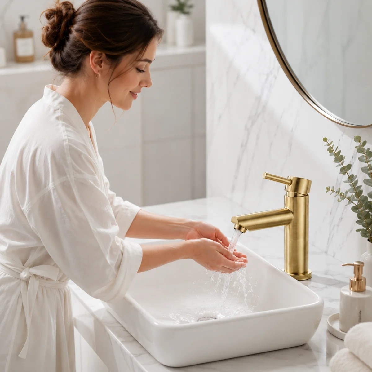 Edelstahl-Badezimmer-Waschtischarmatur, Warm- und Kaltwasser-Mischbatterie, Einhand-Waschtischarmatur mit Keramikkartusche und Luftsprudler