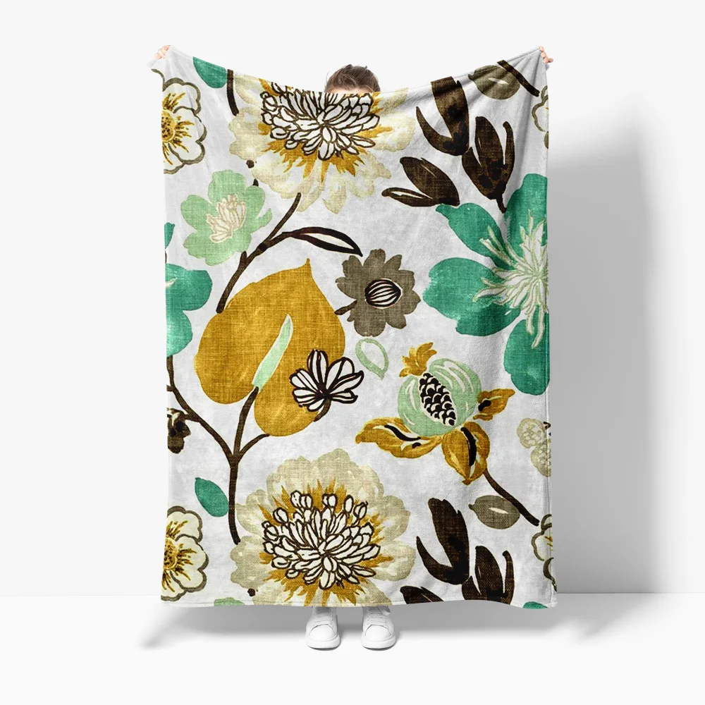 Floral Pattern Canvas Wall Art Printed Decorative Throw Blanket Sofa Bed Living Room Bedroom Decor