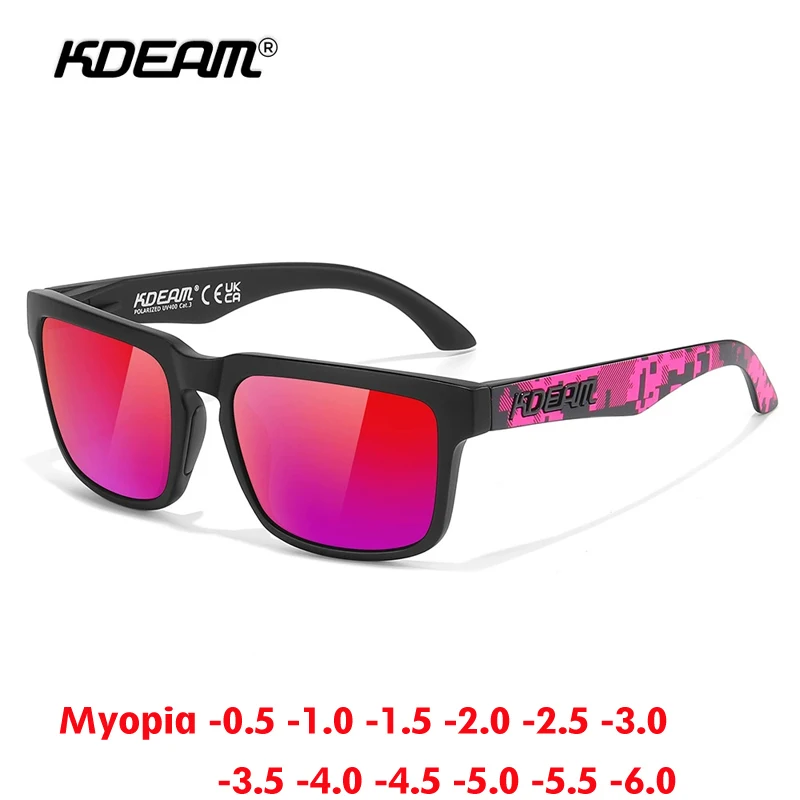 KDEAM Modische Sport-Sonnenbrille für Herren, Outdoor-Myopie-Brille, Klassische Polarisierte UV400-Brille für Damen, Korrektionsbrille -0,50 bis -10
