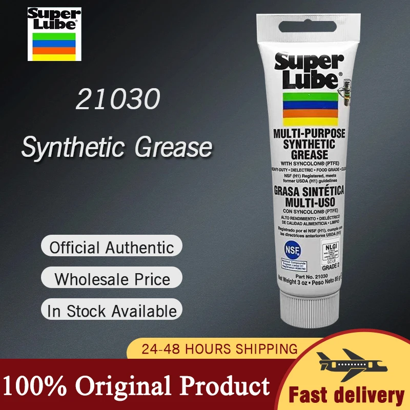 Original Super Lube 21030 Multi-Purpose Synthetic Grease PTFE Lubricant NSF Food Grade Grease for Track Hinge Chain 3 Oz Tube