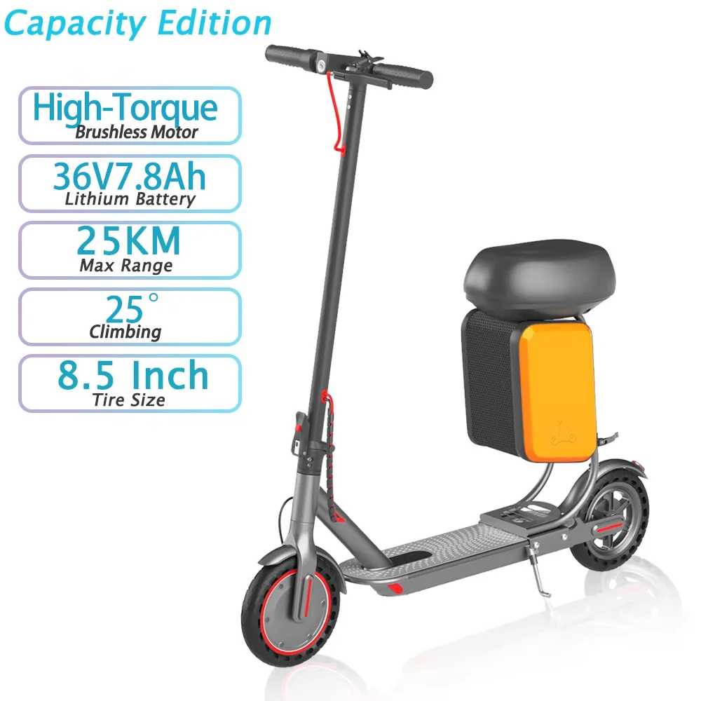 ATSANT elektrische scooter voor volwassenen, met opbergvak voor de zitting, krachtige 36V 7,8Ah batterij, een actieradius van 25 km, slimme app en een 8,5 inch inklapbaar ontwerp, ideaal voor