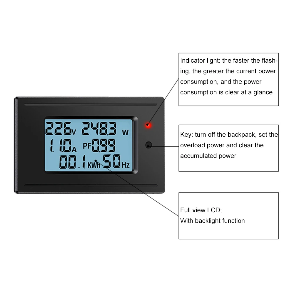 6 in1 5A 10A 20A 100A voltmetro digitale amperometro Tester di corrente di tensione potenza energia frequenza misuratore di fattore di potenza