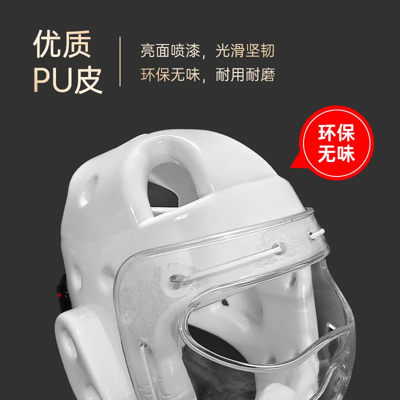 Taekwondo helmet face mask, Karate for children, adult combat protection, open mouth Sanda training, integrated head protection