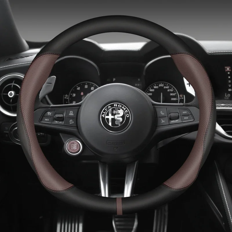 Carbon Fiber Car Steering Wheel Cover Non-Slip,  For Alfa Romeo Giulia 2016-2020 Stelvio 2017 2018 2019-2020 Car Accessories