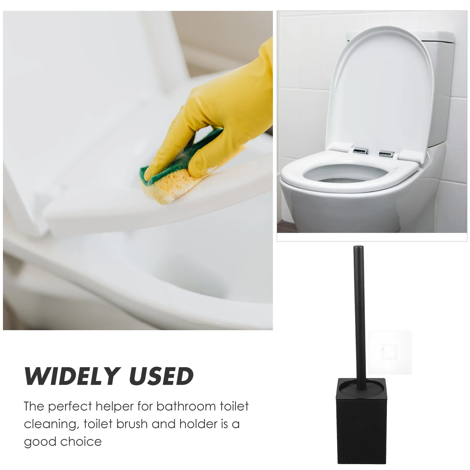 

Nail Free Toilet Brush Set Square Black Long Handle Bathroom Cleaning Tools Scrub Brush Holder Home Use Toilet Bowl Cleaner