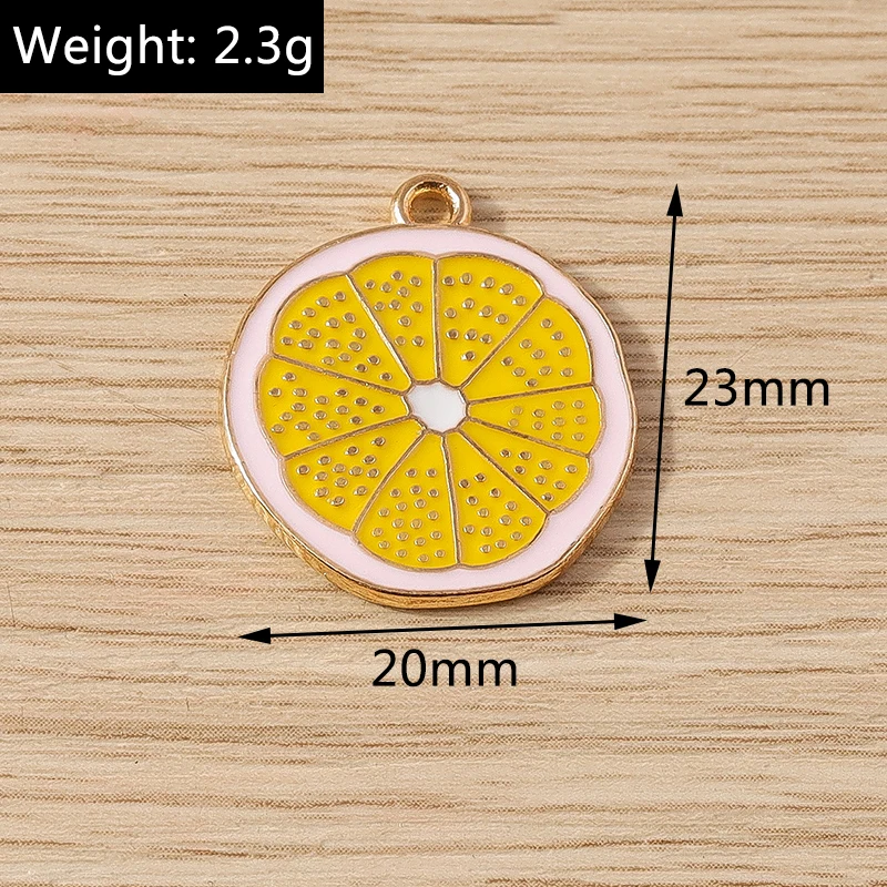 10pcs 20x23mm Cute Enamel Fruit Orange Charms Pendants for Necklace Earrings Bracelets DIY Crafts Jewelry Making Accessories