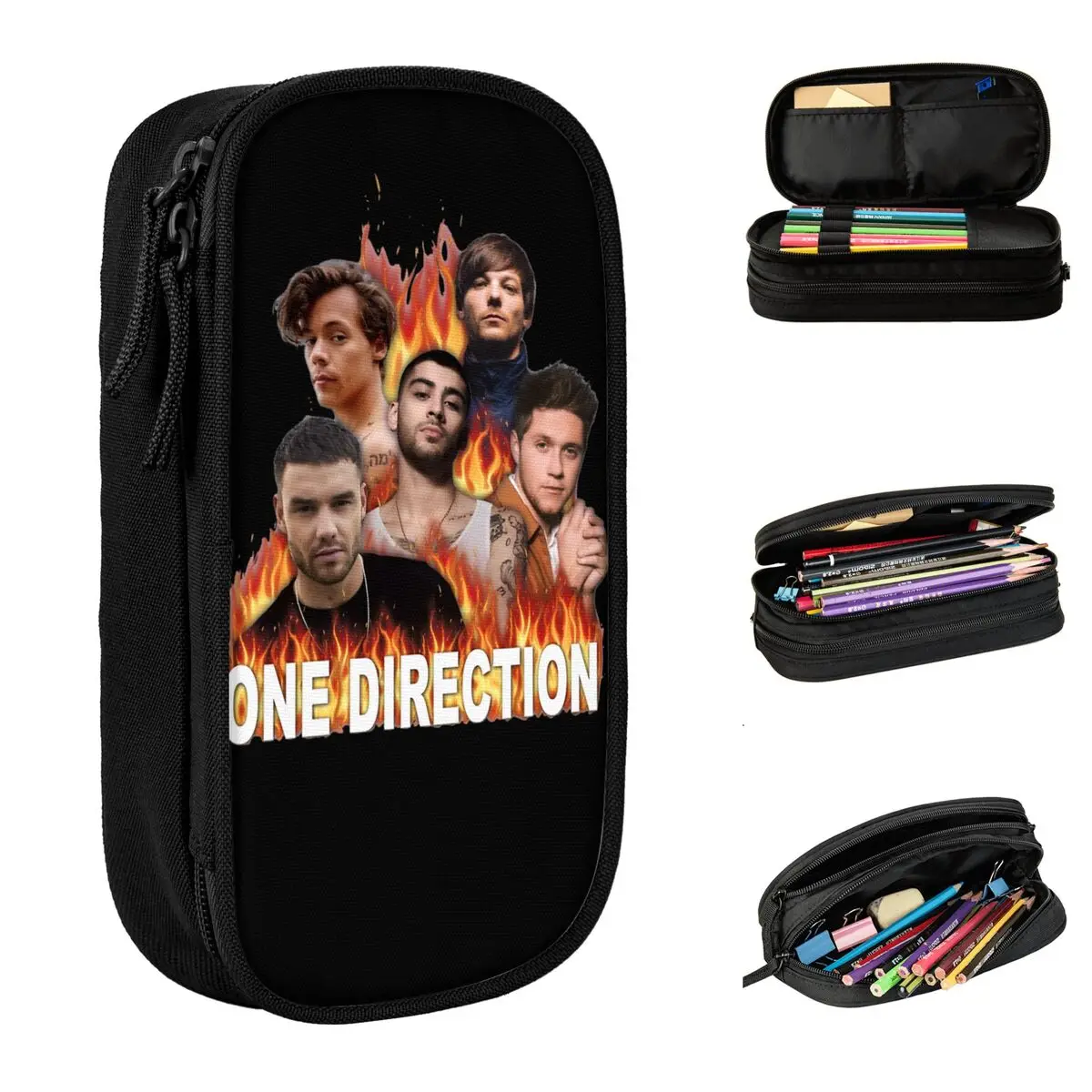 Ones Music And Directions Flame Pencil Case Fashion Pen Pencil Bags Girl Boy Large Storage School Supplies Gifts Pencilcases