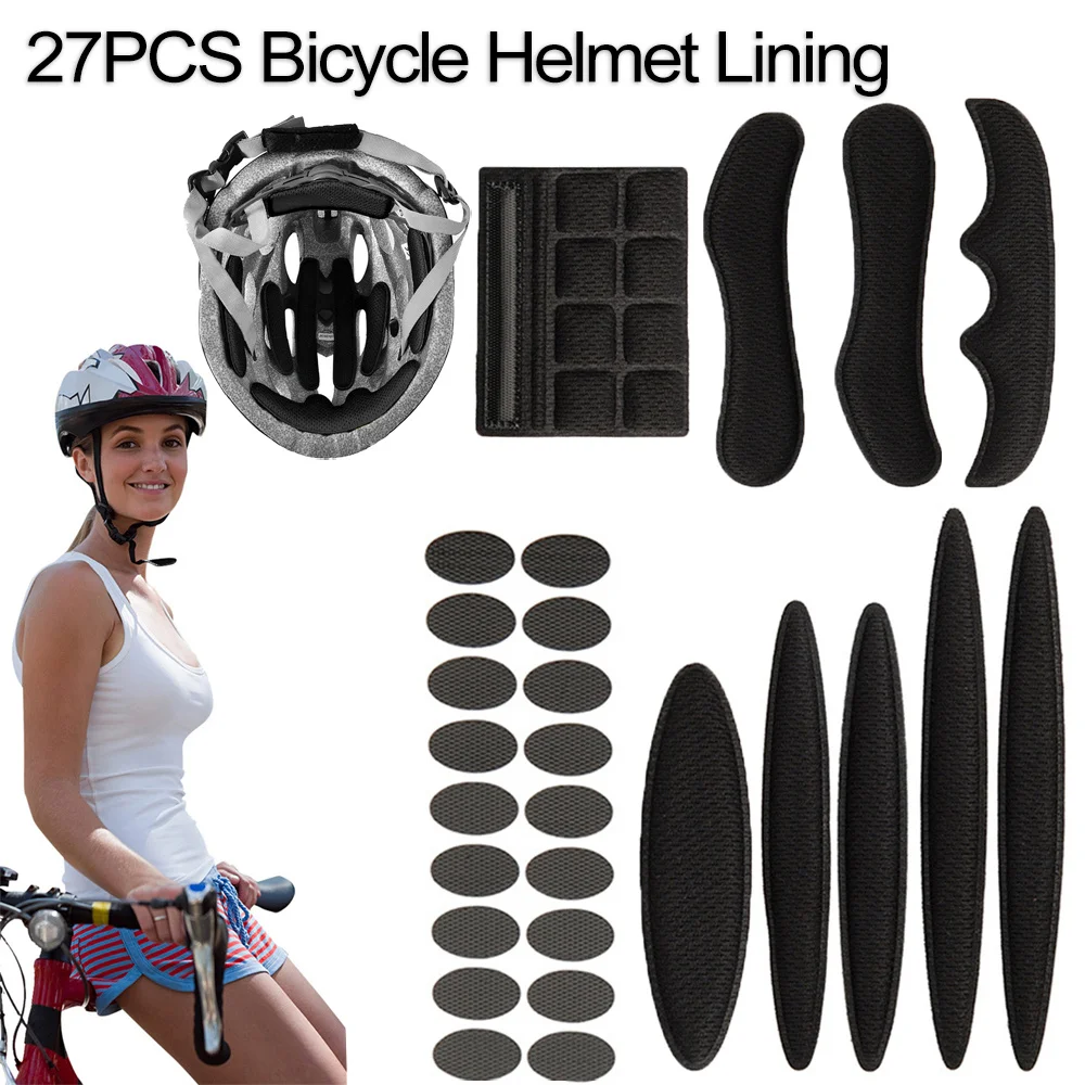 27pcs/set Helmet Padding Kits Sealed Sponge Universal Replacement Helmet Cushions Mats for Motorcycle Bicycle Cycling Helmet