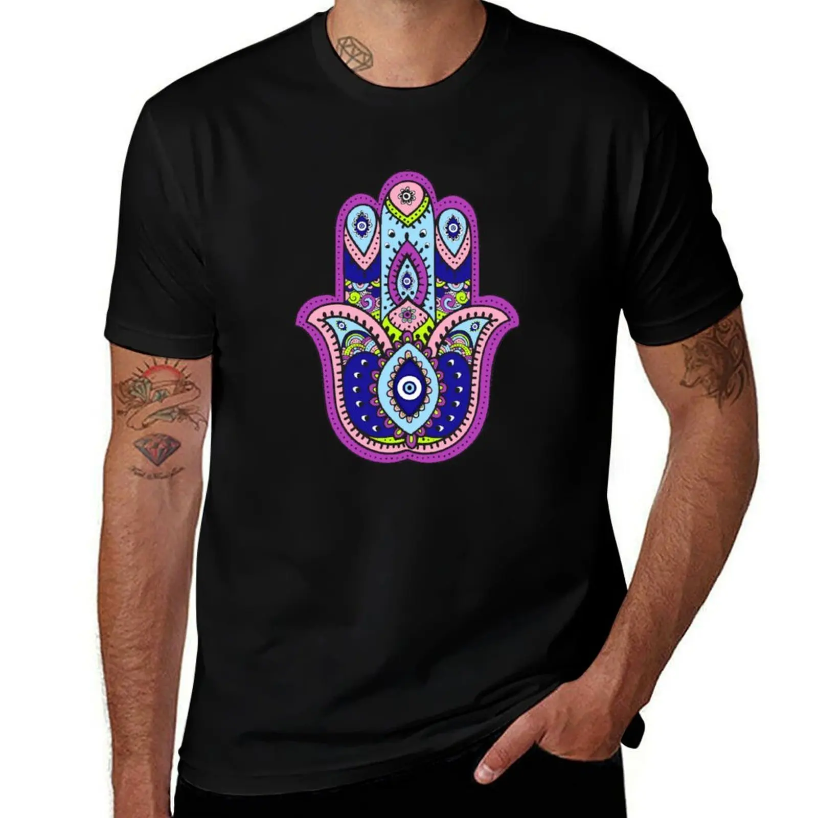 HAMZA HAND WITH EVIL EYE - The Hand Of God T-Shirt Soft Cotton Print T-Shirt