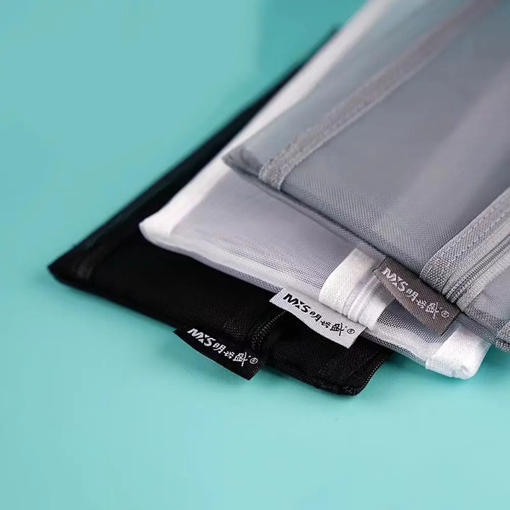 Document Pen Box Office Nylon Pencil Case Double Mesh Pencil Bag School Stationery Supplies Cosmetic Storage Bag File Folder