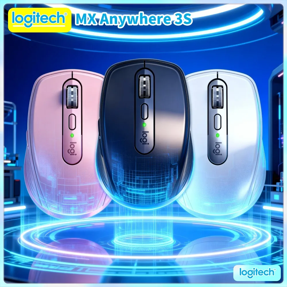 Logitech MX Anywhere 3S Wireless Mouse - 8000 DPI, Magspeed Scroll, Silent Click, Anti-Slip Grip, Home Office & Coworking Use
