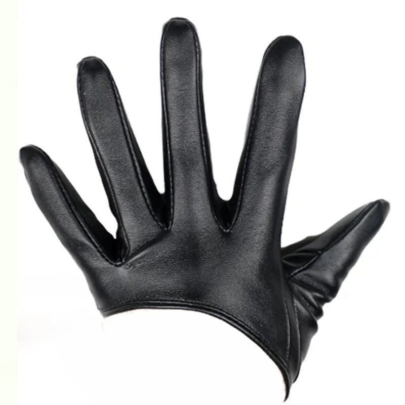 KayCrwone Sexy Leather Gloves For Women Half Palm PU Leather Gloves New Design Dancing Party Show Costume Gloves Black Mittens