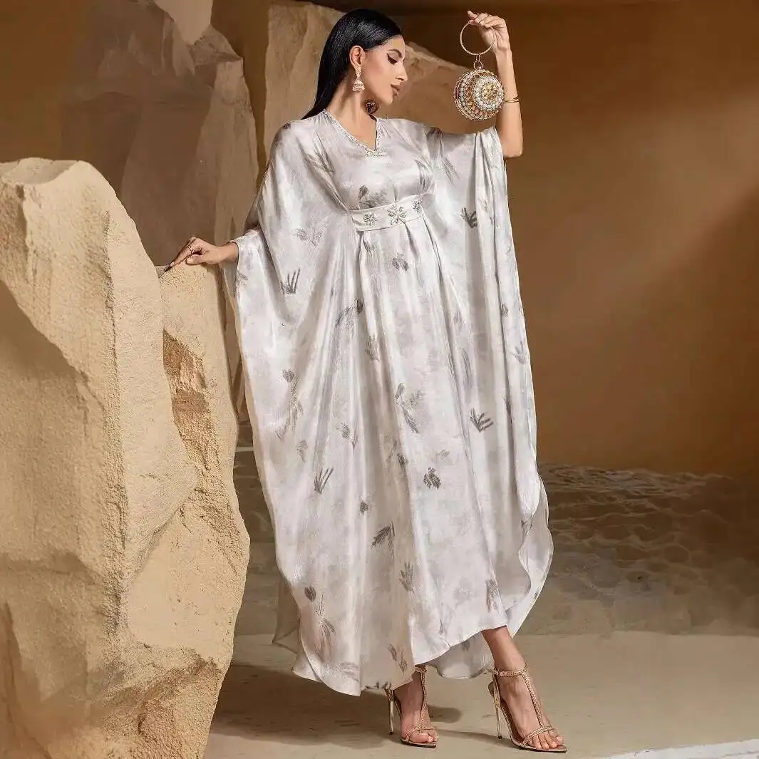 

Ba5006 New High-end Flowing Light Robe Women's Clothing 2026 Muslim Long Dress Robe Abaya Ramadan Dubai Luxury Islam Elegant
