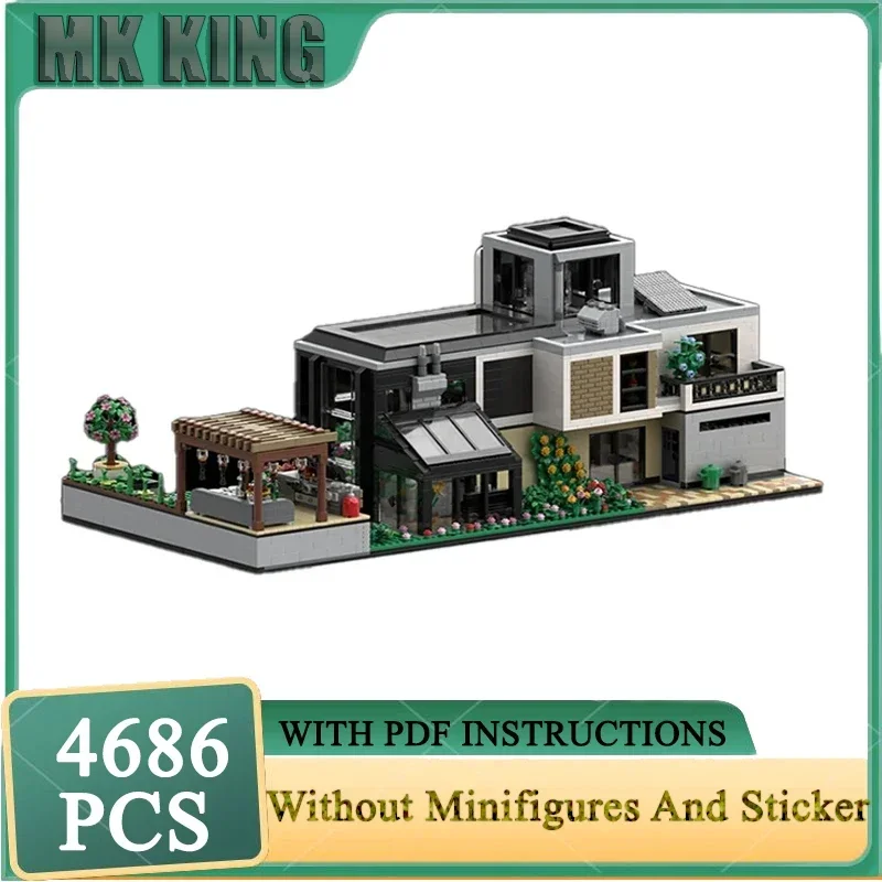 

Стеклянный дом, модульный Moc, строительный блок, строительный блок, технология, кирпич, сделай сам, сборка, модульная городская игрушка с видом на улицу, строительный подарок