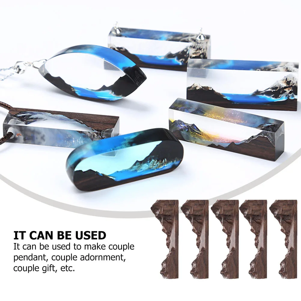

5Pcs Wood Resin Accessories Semi DIY Craft Material Romantic Couple Gift Epoxy Resin Craft Supply Handmade DIY Kit