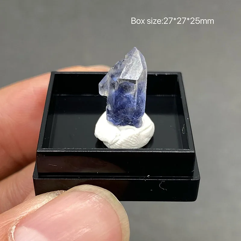 

100% natural Brazilian Dumortierite raw stone mineral specimen healing crystal gem collection+Box size:27*27*25mm