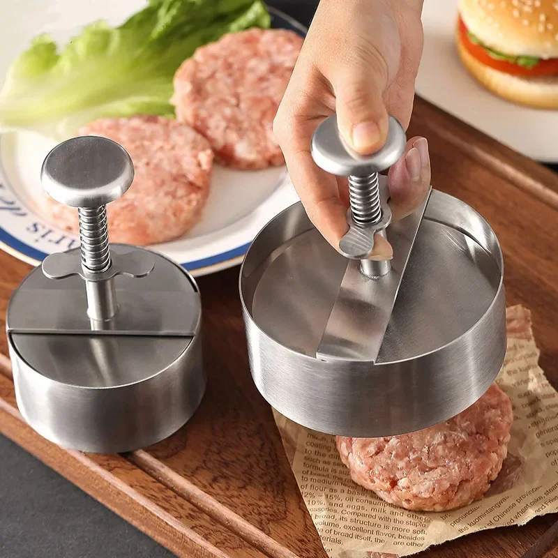 Prensa de carne para hamburguesas de acero inoxidable 304, molde para hacer hamburguesas, herramienta Manual para hacer pasteles, parrilla, carne, carne, cerdo, arroz, moldes para hacer prensa