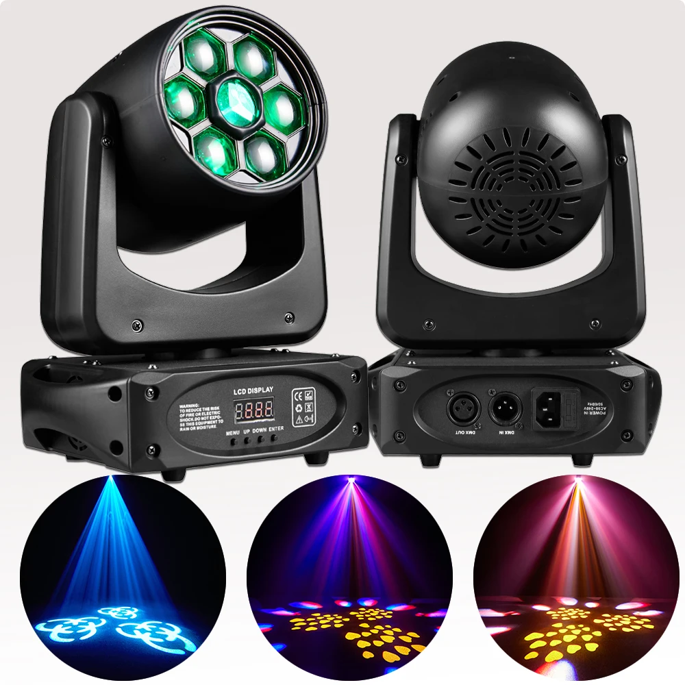 mini led bee eye beam moving head light rgbw spot gobo controlador dmx512 super brilhante dj disco night club luz de palco 150w 01