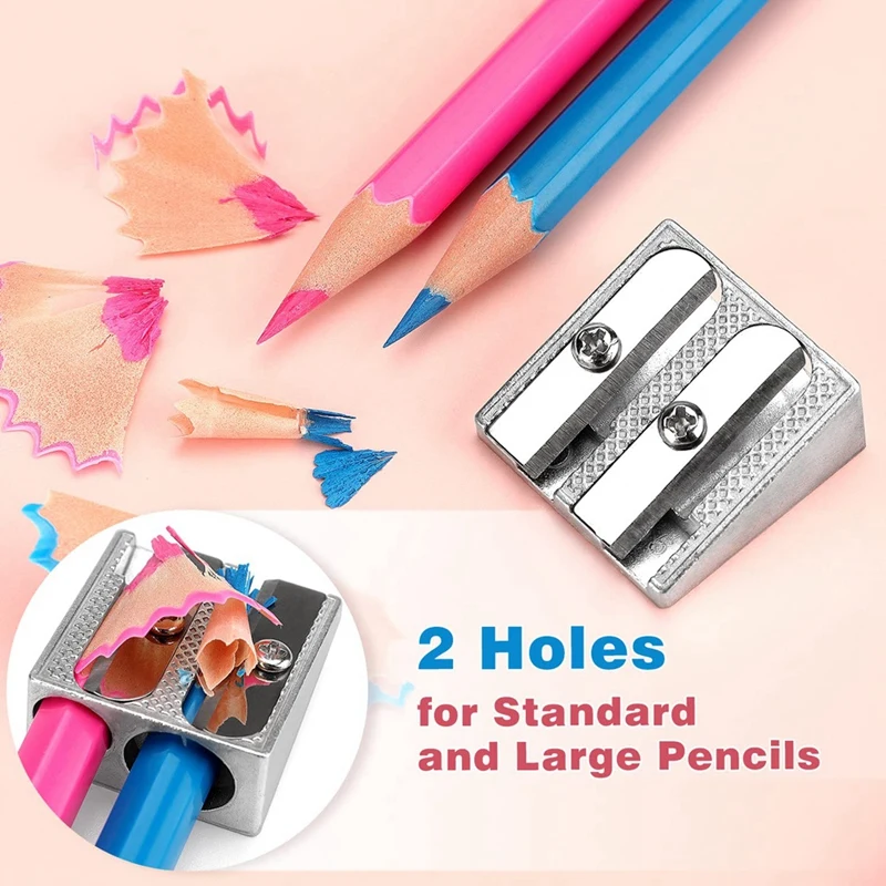 Handheld Pencil Sharpener Metal Pencil Sharpener Pencil Sharpener With 2 Holes For Schools, Offices, Homes, Art Projects 24 Pack