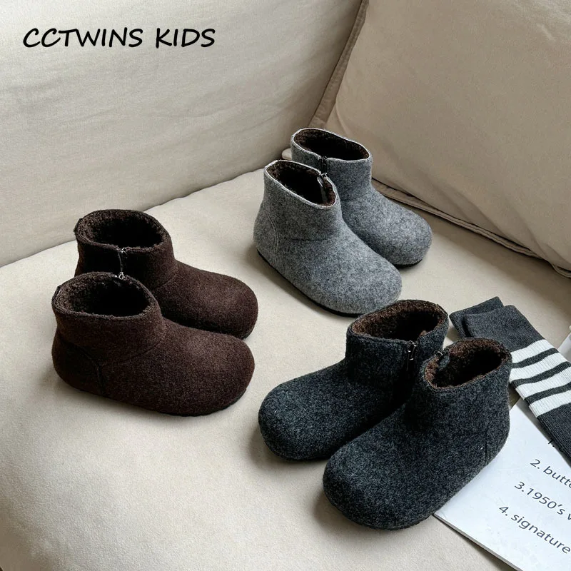 

Kids Boots Winter Toddler Girls Fashion Brand Short Ankle Boots Baby Boys Warm Fur Shoes Children Flock Classic Soft Sole Flats