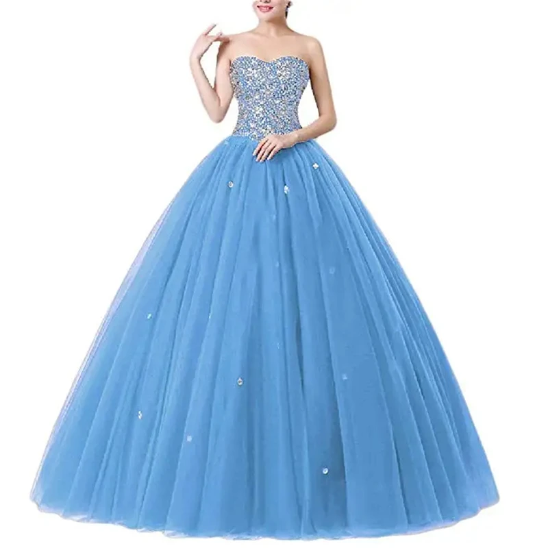 Bealegantom-vestido De quinceañera con cuentas para mujer, traje De baile con escote Corazón y lentejuelas, con cordones, para fiesta De graduación, B2024-49