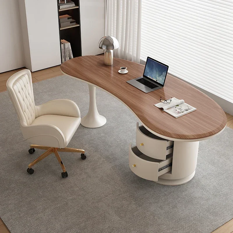 Luz de juegos de oficina, escritorio de madera maciza de nogal de estilo crema moderno de lujo, escritorio de escritura para ordenador de oficina, escritorios para habitación, mesa de ordenador