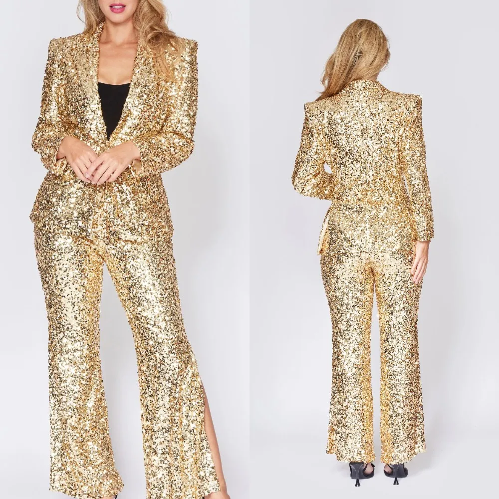 

Блестящие женские платья-костюмы, элегантный пиджак с заостренными лацканами и брюки для женщин, атласный костюм из 2 предметов, индивидуальный пошив W211