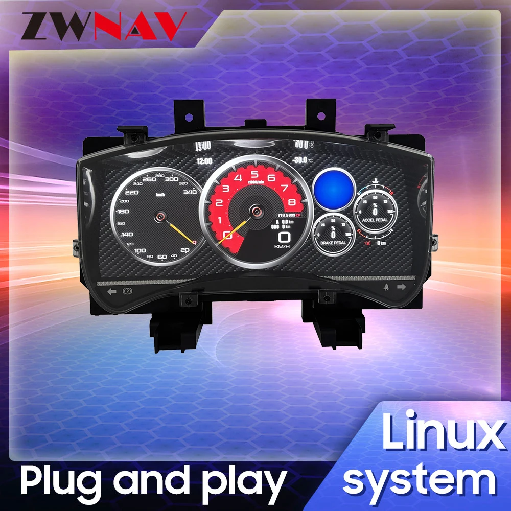 

12-дюймовая обновленная приборная панель Carplay для NISSAN GTR 2009-2017, ЖК-дисплей, приборная панель, вариант виртуальной приборной панели, кабина