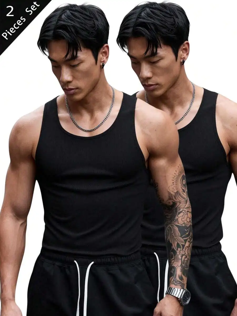 

Mens Solid Color Casual Sports Tank Top For Gym Workout
