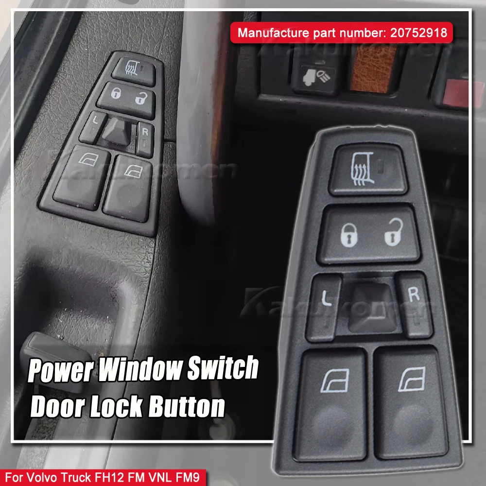 For Volvo Truck FM12 FH12 FM9 FH FM VNL 2004-2012 Power Window Lift Switch Button 20752918 20752914 20752915 Car Accessories