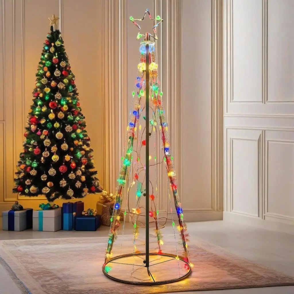 

Colorful 108 Christmas Cone Tree - 2x6 Feet Holiday Decor for Festive Cheer