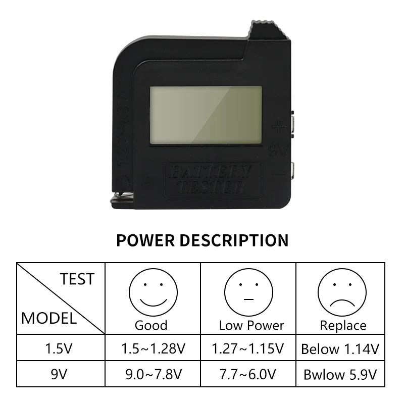 Herramienta de diagnóstico de capacidad de batería de litio Digital, comprobador de voltaje Universal, pantalla LCD, 1,5 V, 9 V, AAA