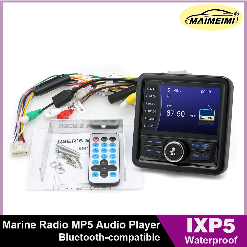 

Морской стерео квадратный лодочный радиодинамик для Bluetooth-совместимой FM AM антенны водонепроницаемый IPX5 мультимедийный плеер для яхт-лодки