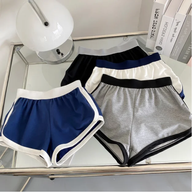 

Hong Kong Style Color Block Sports Casual Pants Women Loose Slim High Waist American Basketball Shorts Summer New Outdoor Wear