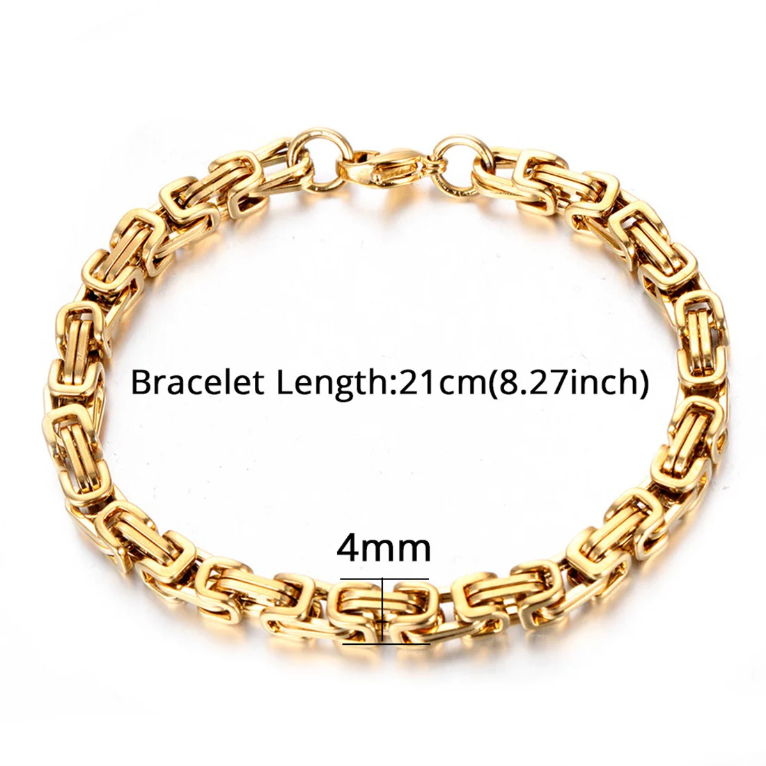 Punk Byzantine Chain Necklace Bracelet Set Gold Silver Color Stainless Steel Chains for Women Men Vintage Fashion Jewelry Sets