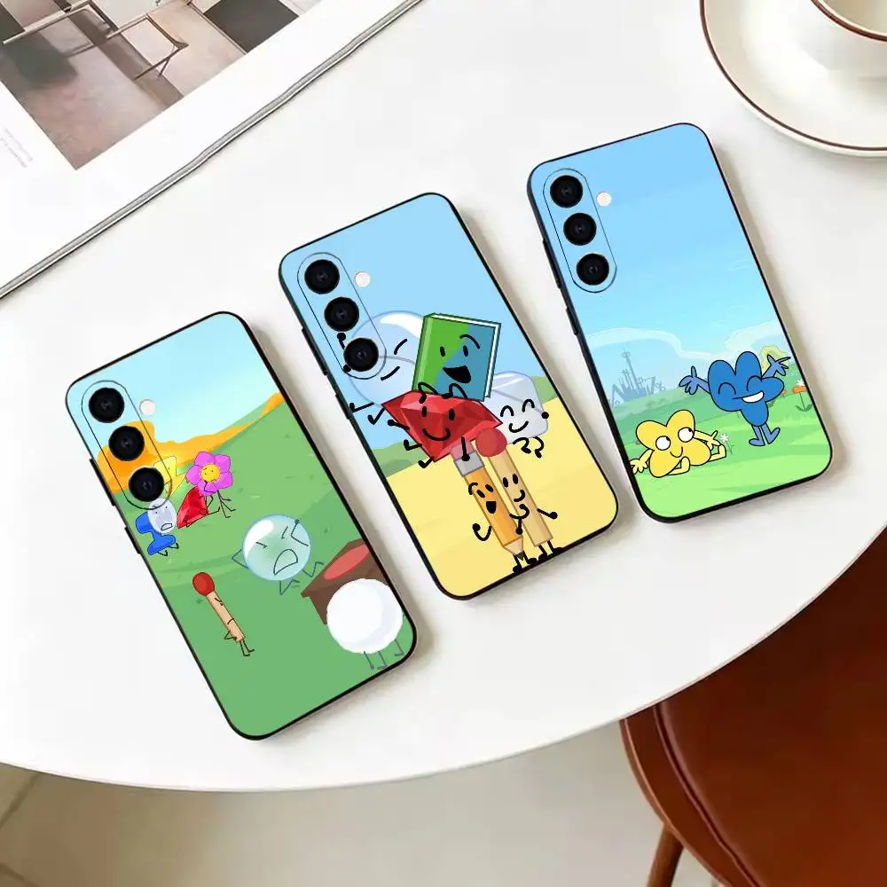 B-BFDI Battle animation  Black Soft Silicone Shockproof Case For Samsung A70/A71/A51/A52/A53 & Other Models