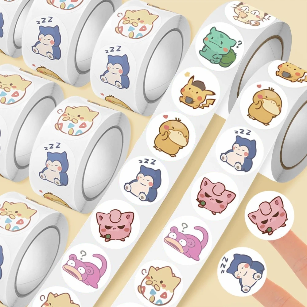 500 Stück/Rolle Niedliche Cartoon-Aufkleber Kawaii Anime Eevee DIY PVC Laptop-Aufkleber Dekorative Aufkleber Belohnungsspielzeug Geschenk für Mädchen