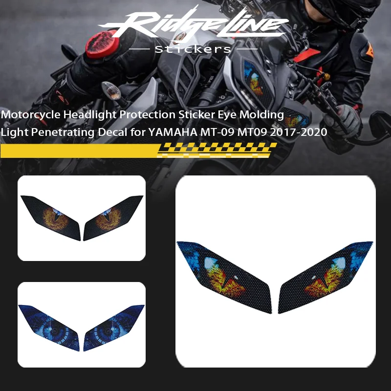 

Motorcycle Headlight Protection Sticker Eye Molding Light Penetrating Decal for YAMAHA MT-09 MT09 2017-2020