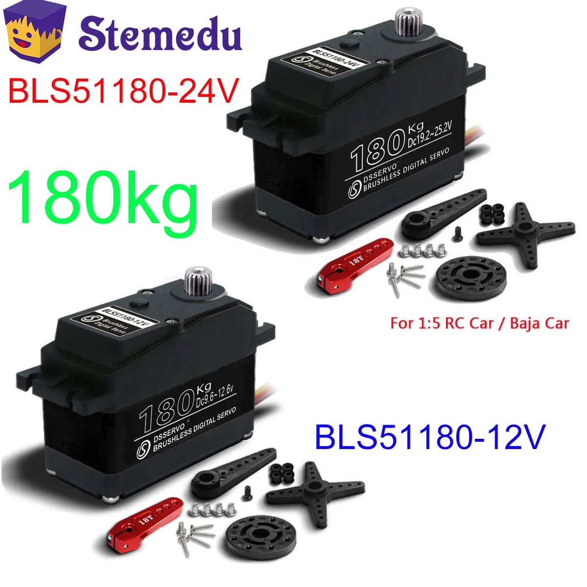 

1X 12V 24V BLS51180 180KG Dsservo Brushless Digital Servo Motor for 1/5 Redcat HPI Baja 5B SS RC Servo Car SAVOX-0236 LOSI XL 5T