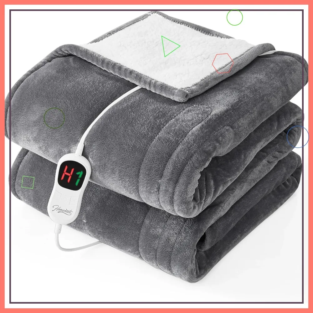 

Full Size Electric Heated Blanket, 72x84 Flannel Throw with 10 Heat Levels, Auto Off & Overheat Protection